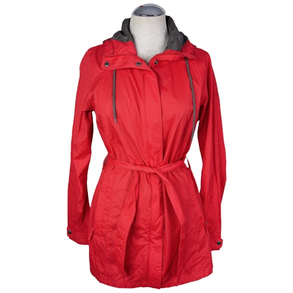Columbia Pardon My Trench Rain Jacket sz S * Rain Shell Lightweight Belted Hood - Picture 9 of 9